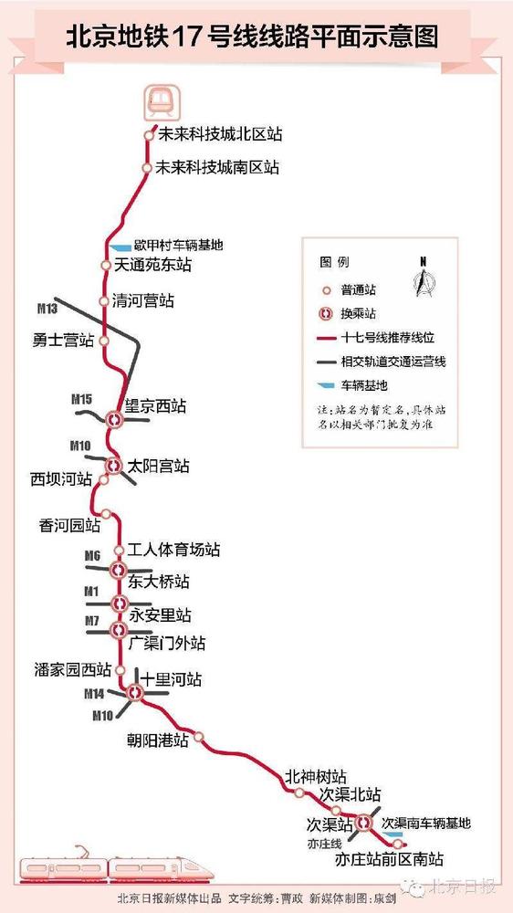 北京地铁17号线路线图.(制图:北京日报)隐藏